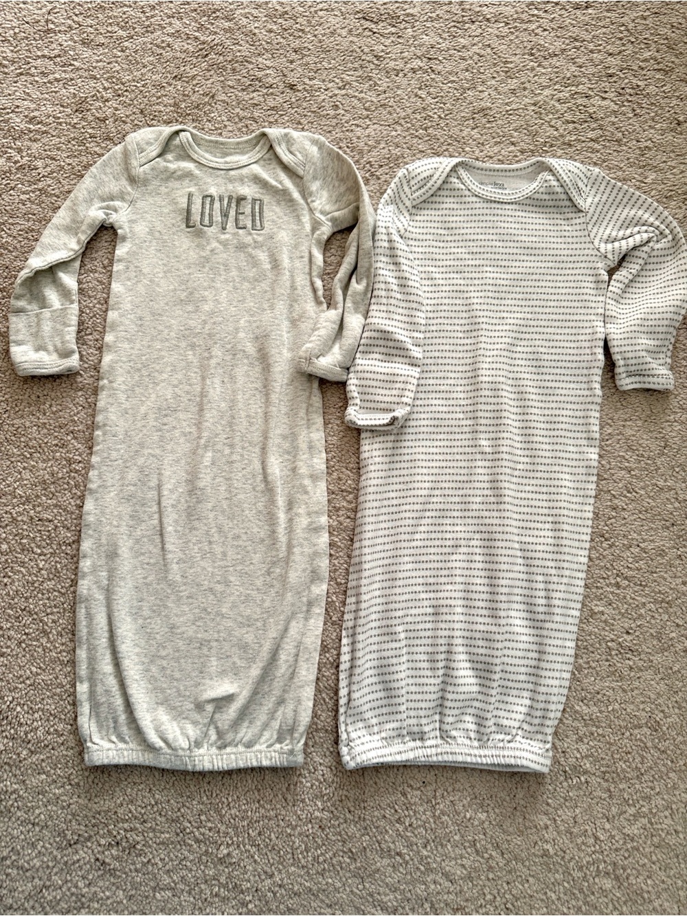 Bundle Set of 2 Neutral Grey Baby Sleep Gown Set